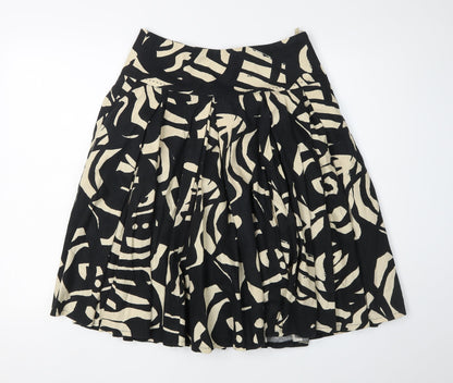 H&M Women's Black Geometric Print Pleated Skirt, Size 8