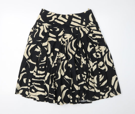 H&M Women's Black Geometric Print Pleated Skirt, Size 8