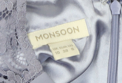 Monsoon Women's Purple Lace Long Sheath Dress Size 10