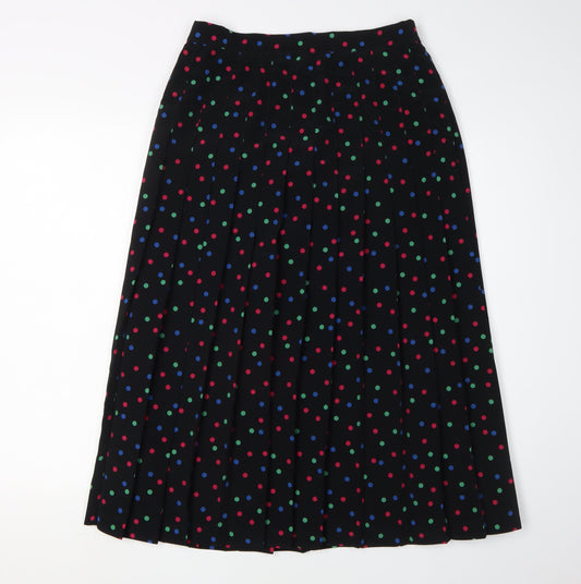 Cotswold Collections Women's Black Pleated Polka Dot Skirt - Size 12