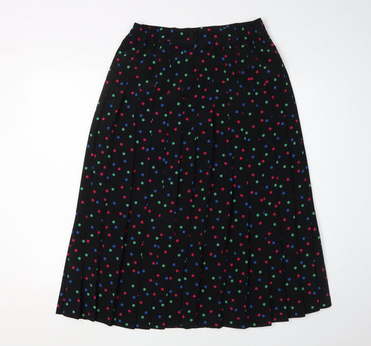 Cotswold Collections Women's Black Pleated Polka Dot Skirt - Size 12