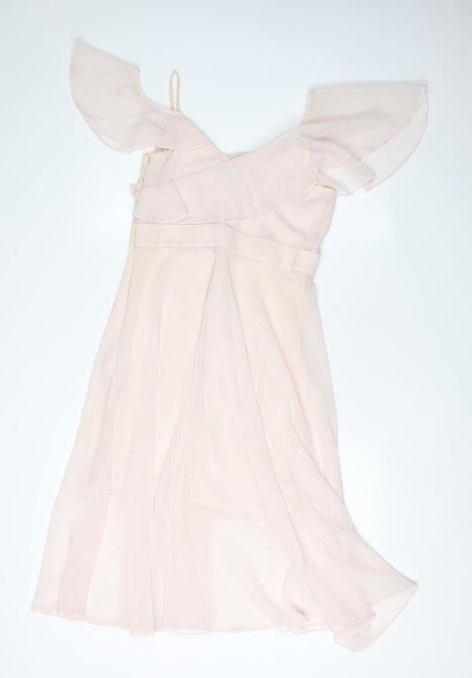 Coast Women Pink Fit & Flare Midi Dress 10