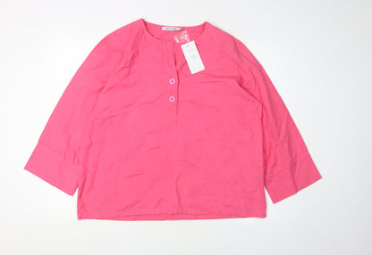 Alice Collins Women's Pink 3/4 Sleeve Blouse, Size 16