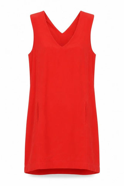 Zara Women's Red V-Neck Shift Dress L