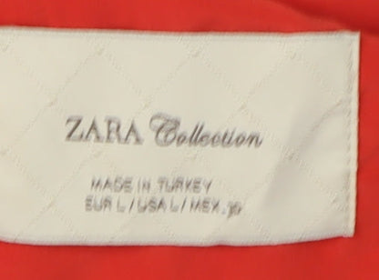 Zara Women's Red V-Neck Shift Dress L