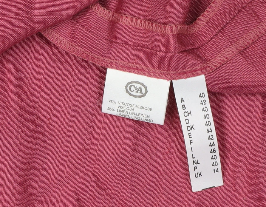 C&A Women's Pink Midi Shift Dress, Size 14