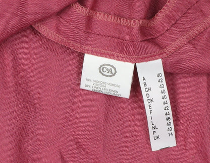 C&A Women's Pink Midi Shift Dress, Size 14