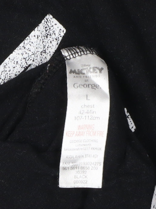 George Men's Black Disney T-Shirt L - Mickey & Friends