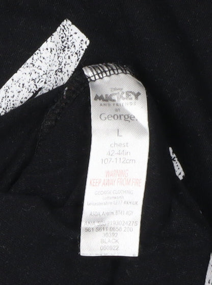 George Men's Black Disney T-Shirt L - Mickey & Friends