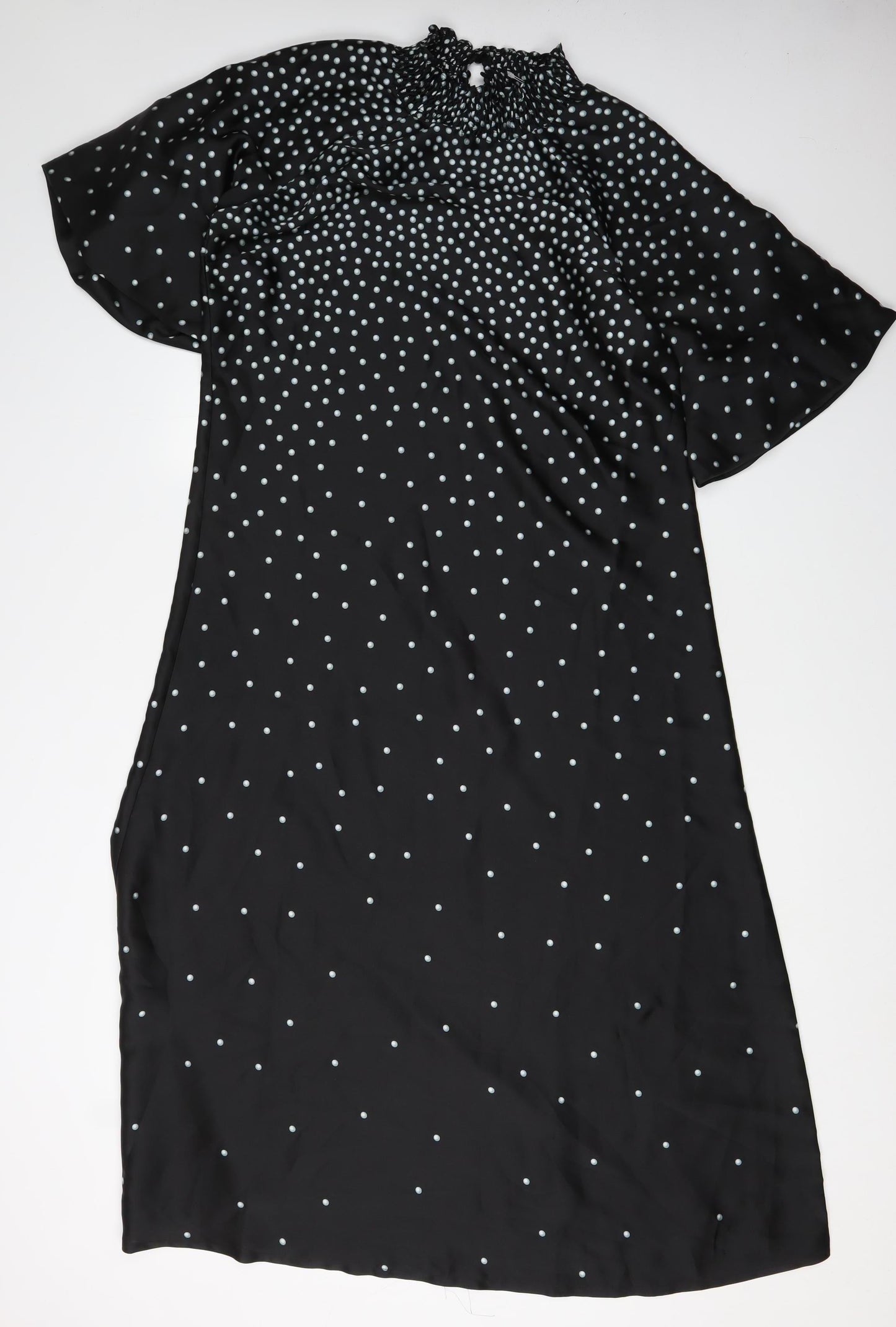 Oasis Women's Black Polka Dot Midi A-Line Dress