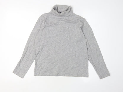 EWM Women's Grey Long Sleeve Roll Neck Top, Size 10-12