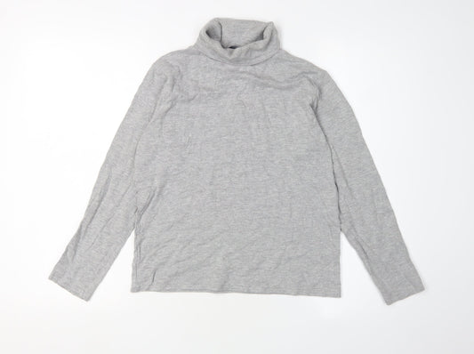 EWM Women's Grey Long Sleeve Roll Neck Top, Size 10-12