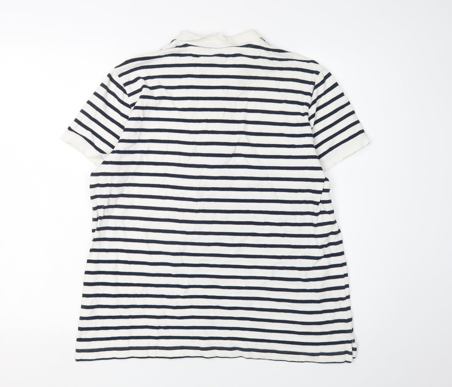 Lands' End Men’s XL White Striped Polo Shirt