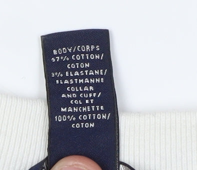 Lands' End Men’s XL White Striped Polo Shirt