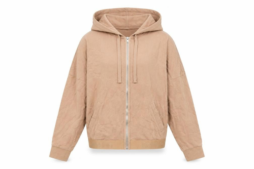 Womens UK Size S Calvin Klein Beige Full Zip Hoodie