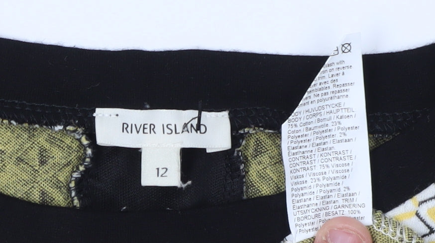 Womens UK Size 12 River Island Multicoloured Ringer T-Shirt