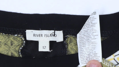Womens UK Size 12 River Island Multicoloured Ringer T-Shirt