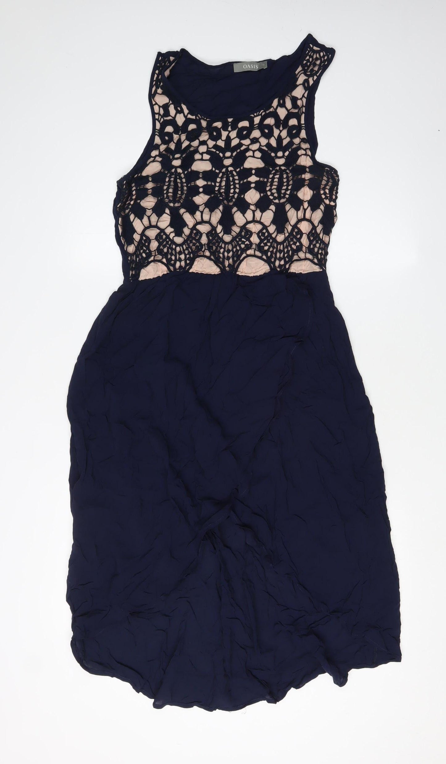 Oasis Women Blue A-Line Dress UK 10 Sleeveless