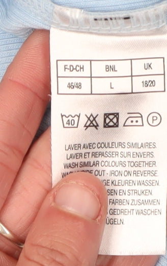 Damart Women's Blue Lace V-Neck T-Shirt L