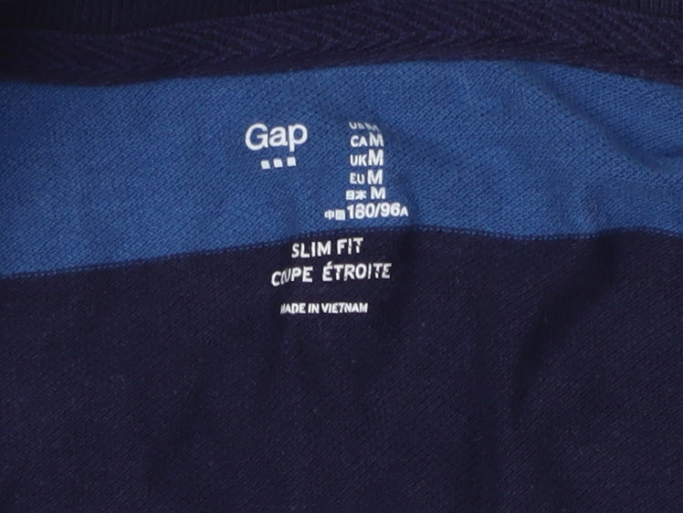 Gap Men's Blue Striped Slim Polo M