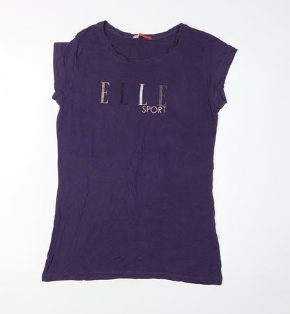 Womens UK Size 10 Elle Sport Purple Basic T-Shirt