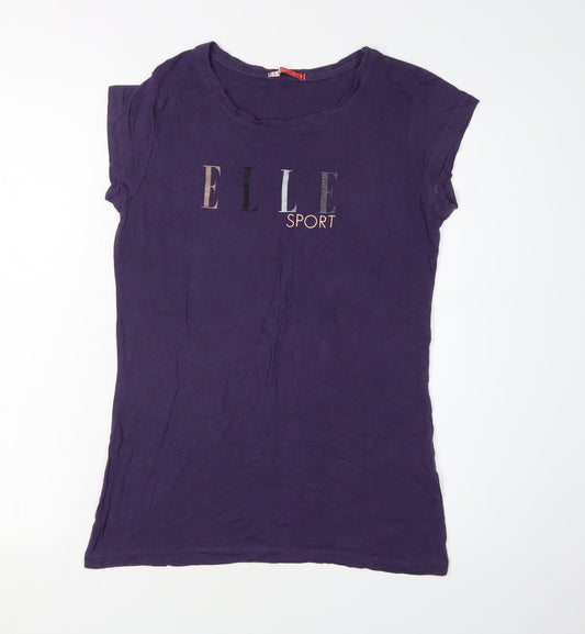 Womens UK Size 10 Elle Sport Purple Basic T-Shirt