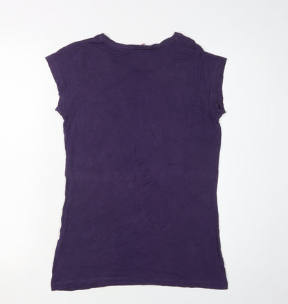 Womens UK Size 10 Elle Sport Purple Basic T-Shirt
