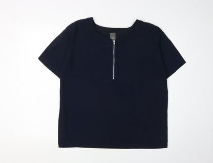 Womens UK Size 12 ICHI Blue Basic Blouse