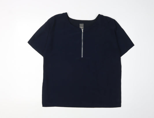 Womens UK Size 12 ICHI Blue Basic Blouse