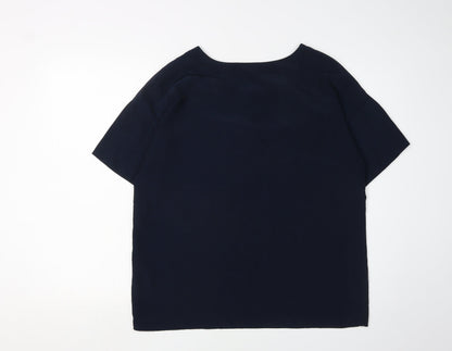 Womens UK Size 12 ICHI Blue Basic Blouse