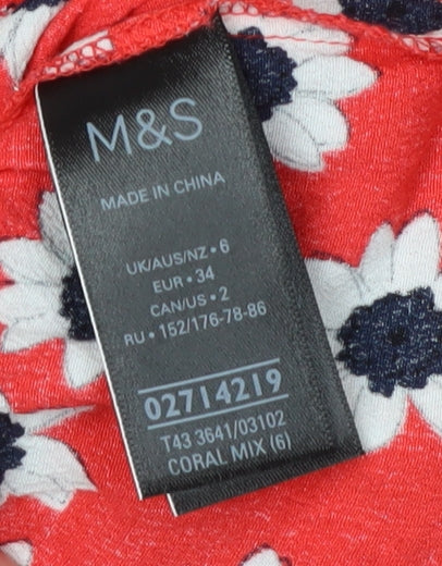 Womens UK Size 6 Marks and Spencer Red Tunic Blouse