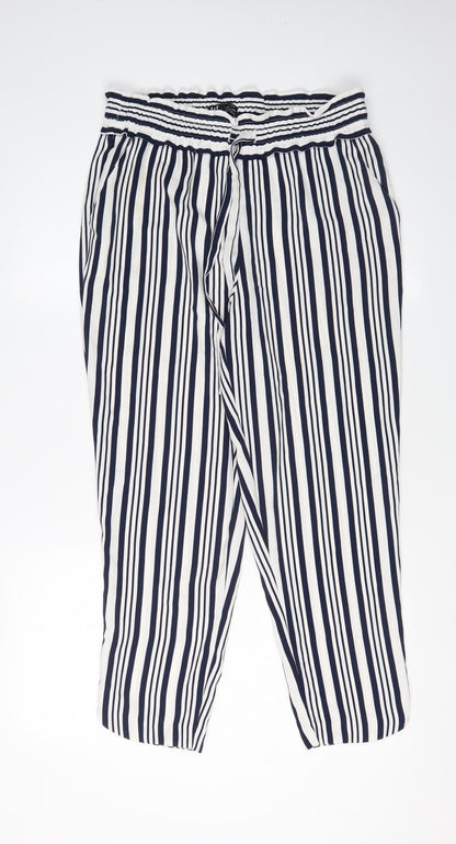 Womens UK Size M Zara Regular Fit Cropped Multicoloured Trousers