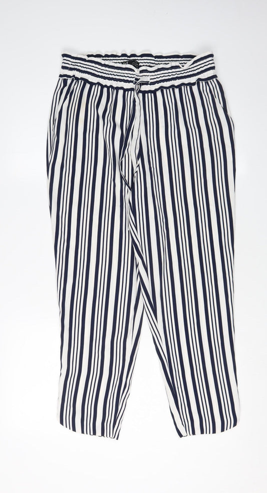 Womens UK Size M Zara Regular Fit Cropped Multicoloured Trousers