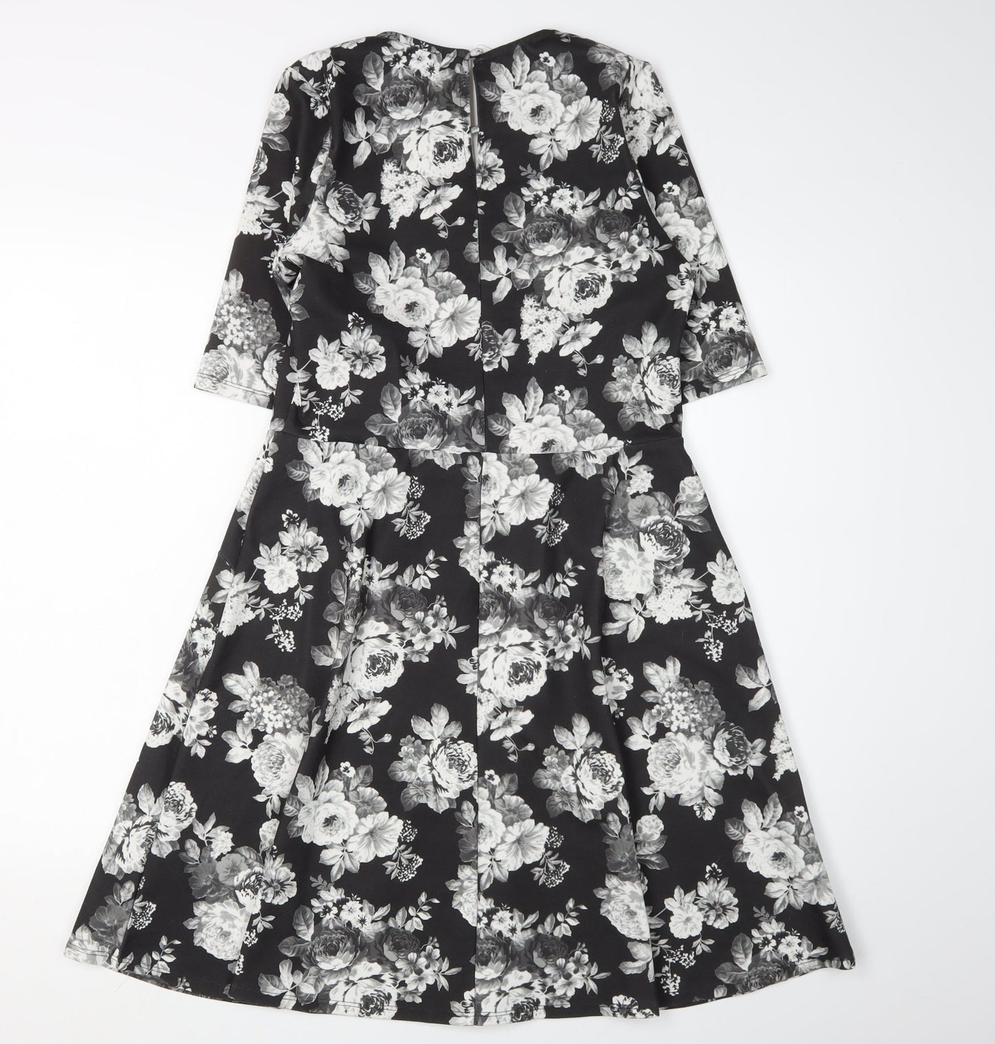 Oasis Women's Black Floral A-Line Dress - M