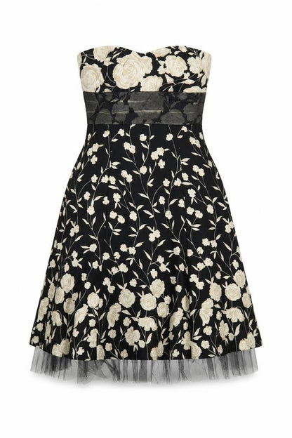 Warehouse Women's Black Floral A-Line Dress Size 12