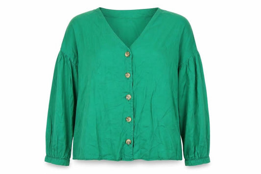 Womens UK Size 10 Promod Green Basic Button-Up