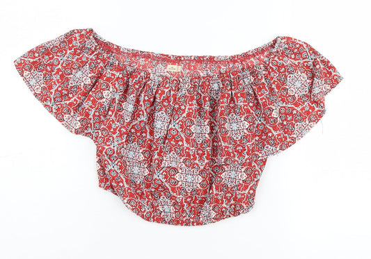 Womens UK Size M Hollister Red Cropped Blouse