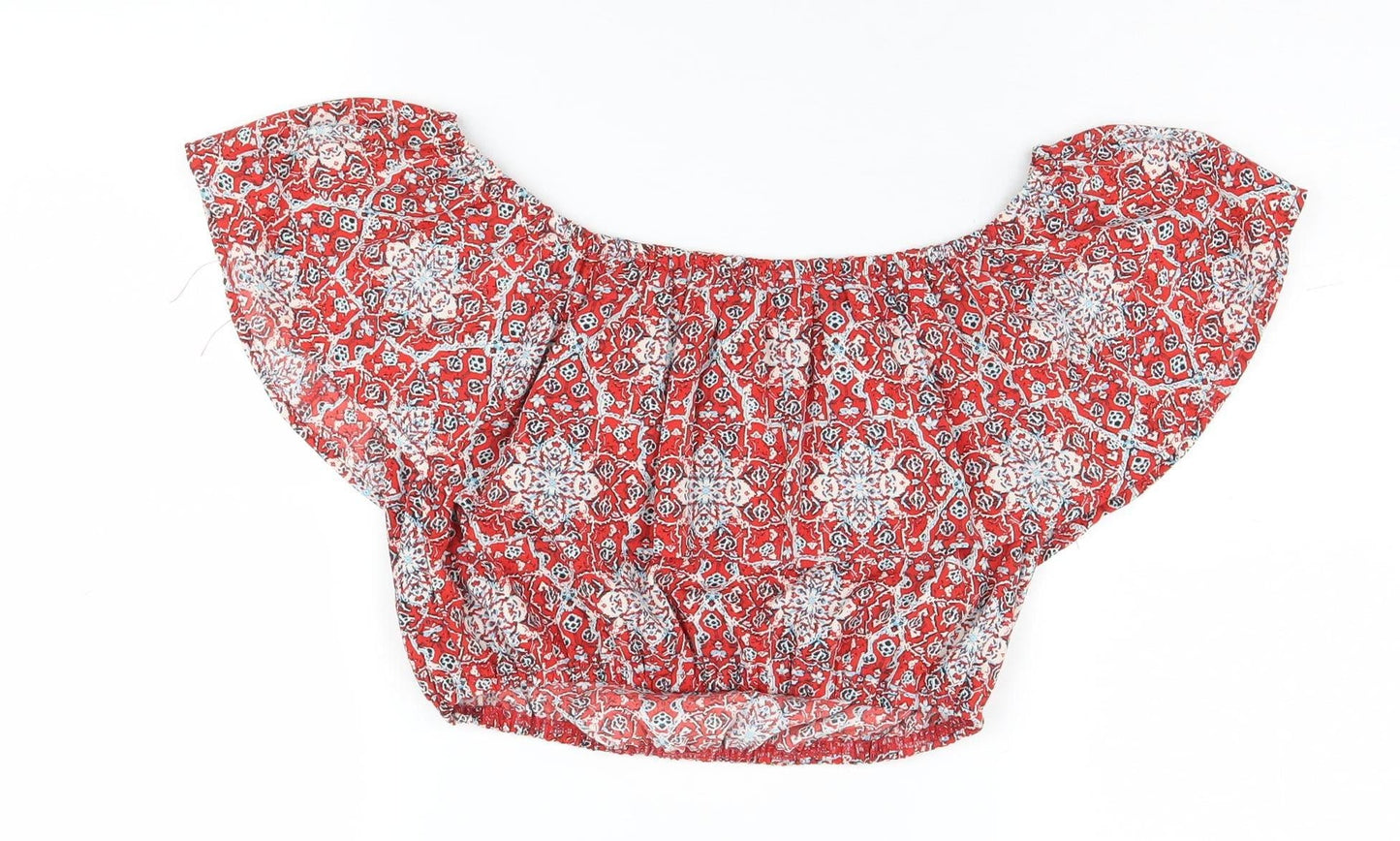 Womens UK Size M Hollister Red Cropped Blouse