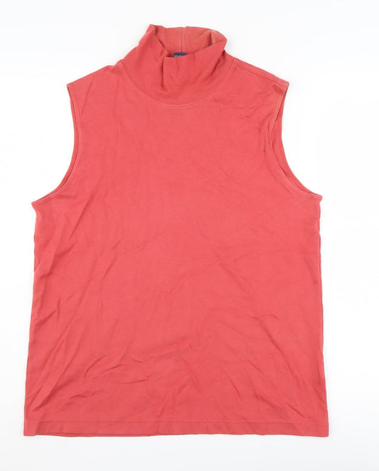 Lands' End Women's Red Cotton High Neck Tank Top
