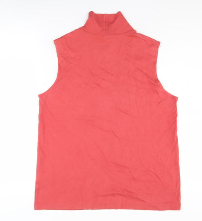Lands' End Women's Red Cotton High Neck Tank Top