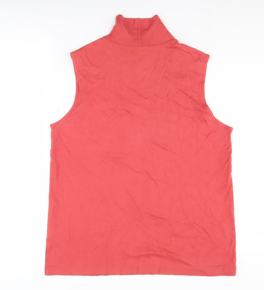 Lands' End Women's Red Cotton High Neck Tank Top