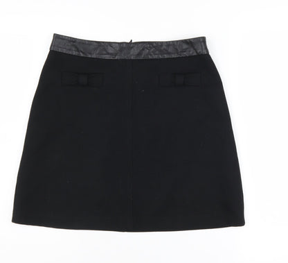 Oasis Women's Black Pencil Skirt Size 10 with Bow Accent