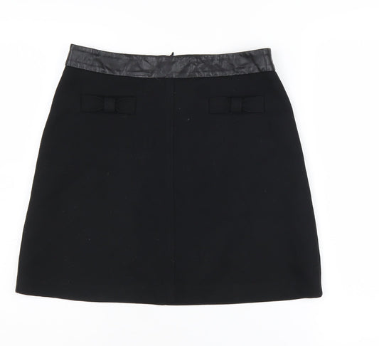 Oasis Women's Black Pencil Skirt Size 10 with Bow Accent