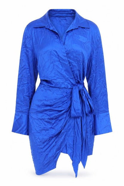 ZARA Women's Blue Wrap Dress M - Elegant Casual Style