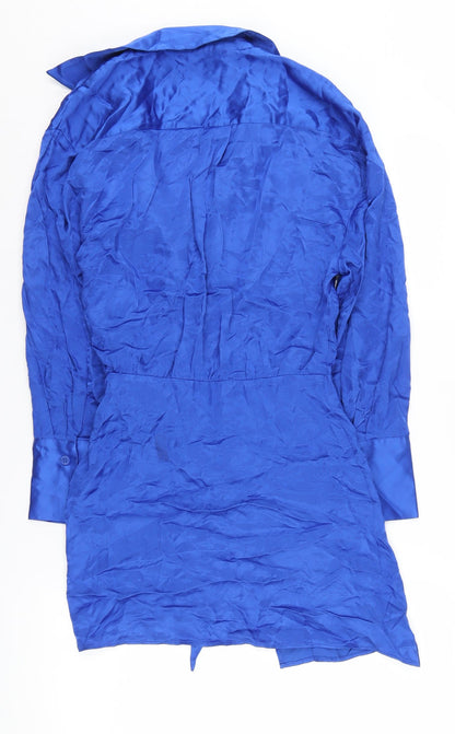 ZARA Women's Blue Wrap Dress M - Elegant Casual Style