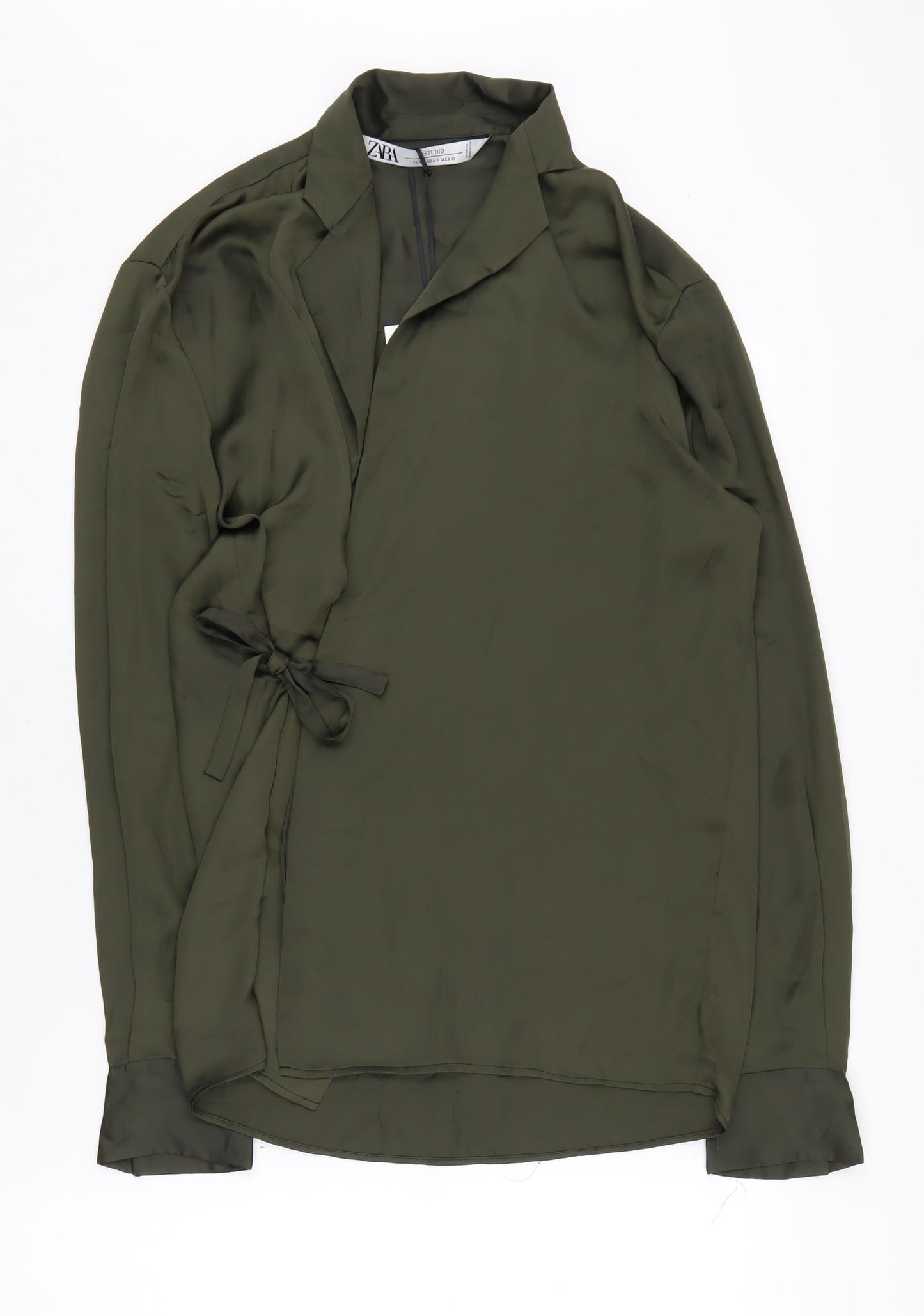 Womens UK Size S Zara Green Wrap Blouse