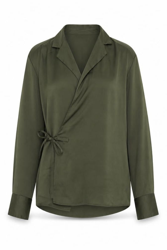 Womens UK Size S Zara Green Wrap Blouse