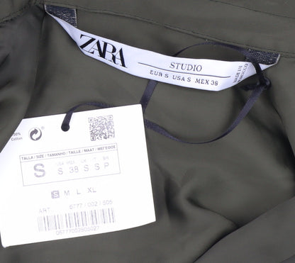 Womens UK Size S Zara Green Wrap Blouse