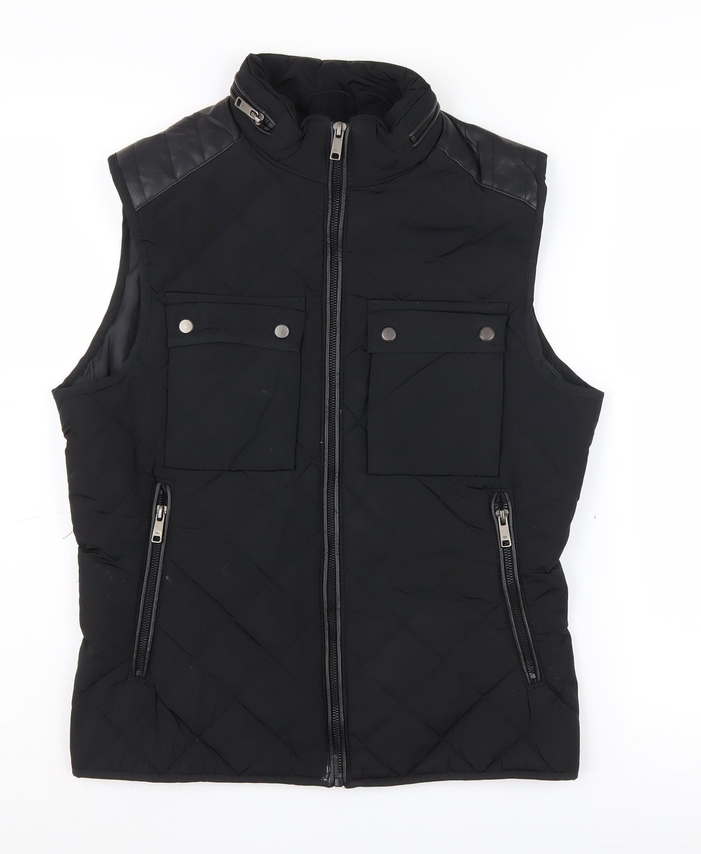 Zara Men's Black Puffer Waistcoat Size S