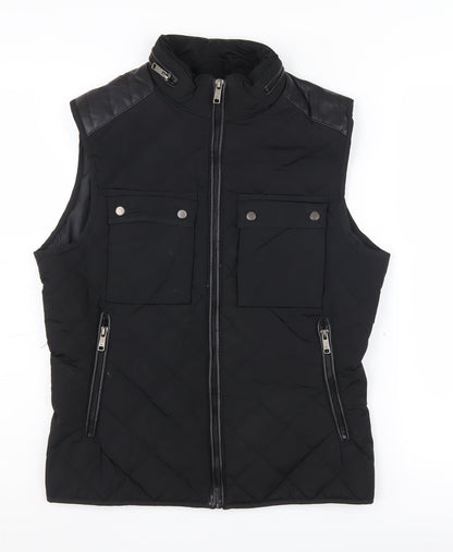 Zara Men's Black Puffer Waistcoat Size S